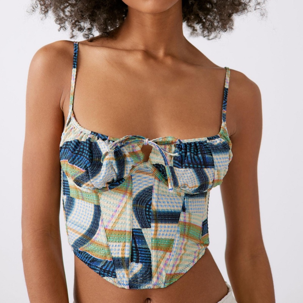 Urban Outfitters Multi-Color Abstract Print Cropped Cami